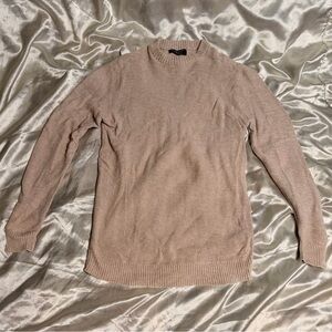 Men's Light Brown Crewneck Warm Knit Sweater